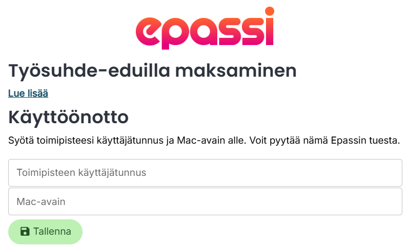 Epassilla maksaminen varaussivulla